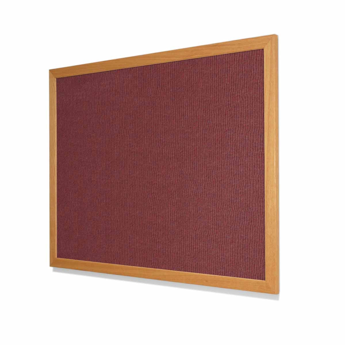 Maroon Ribbed VELCRO® Compatible Cork Board with Red Oak Frame